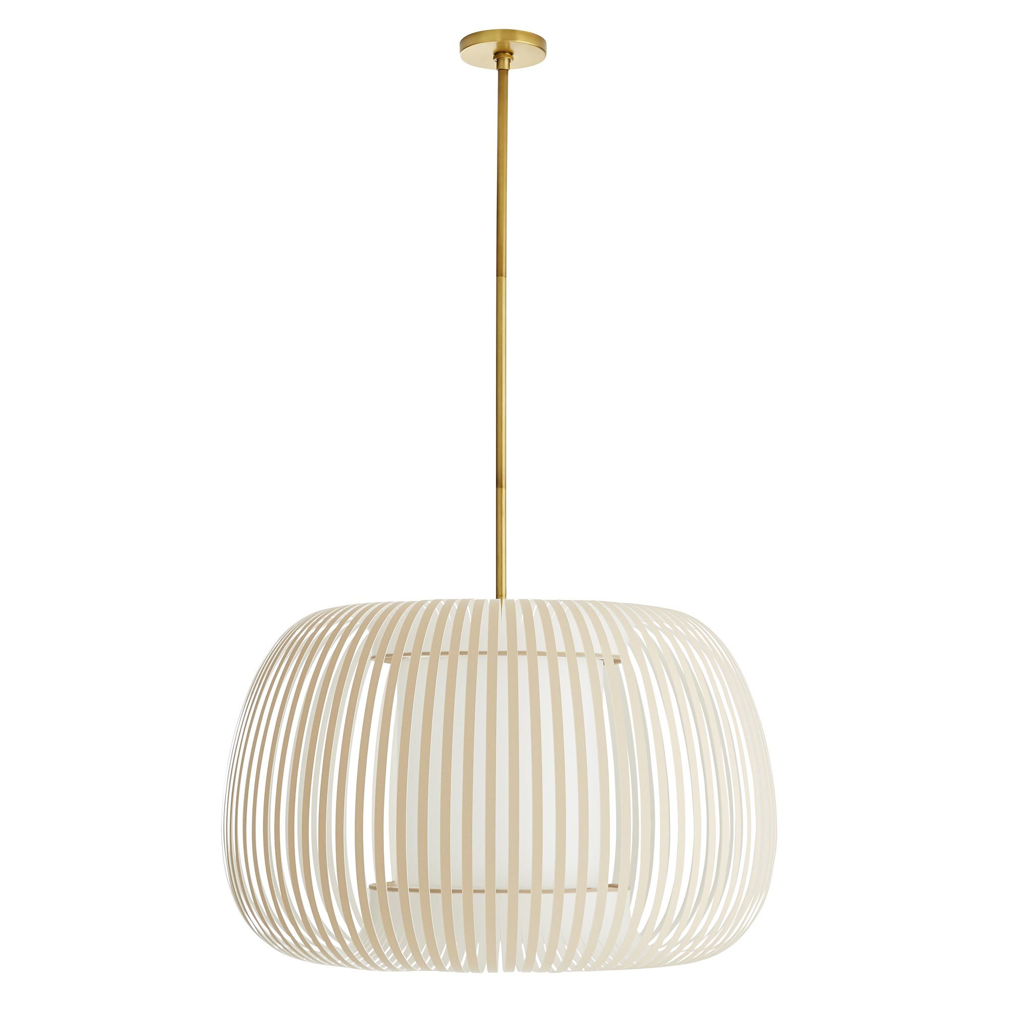 41005 - Mia Pendant - Antique Brass, Beige Microfiber