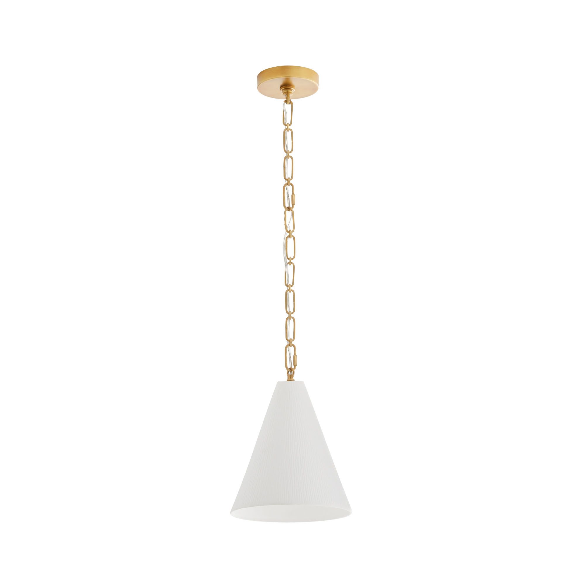 49794 - Oakland Pendant - Antique Brass, Matte Bone Porcelain