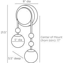 DWC23 Beverly Sconce, Right Product Line Drawing
