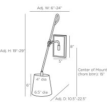 DWC27 Birdwell Sconce Product Line Drawing