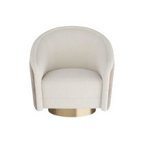 FRU05 Aljona Swivel Chair Cream Sherpa Oyster Leather Angle 1 View