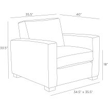 FRU07 Dodson Chair Cloud Bouclé Product Line Drawing
