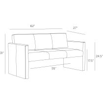 FTI02 Haylock Settee Product Line Drawing