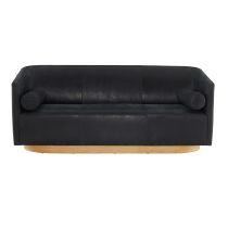 FTU05 Huxley Sofa Noir Leather White Oyster Angle 1 View