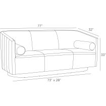 FTU05 Huxley Sofa Noir Leather White Oyster Product Line Drawing