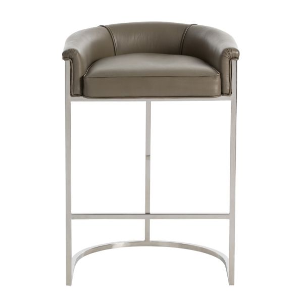 2820 Calvin Bar Stool Dove Leather Polished Nickel