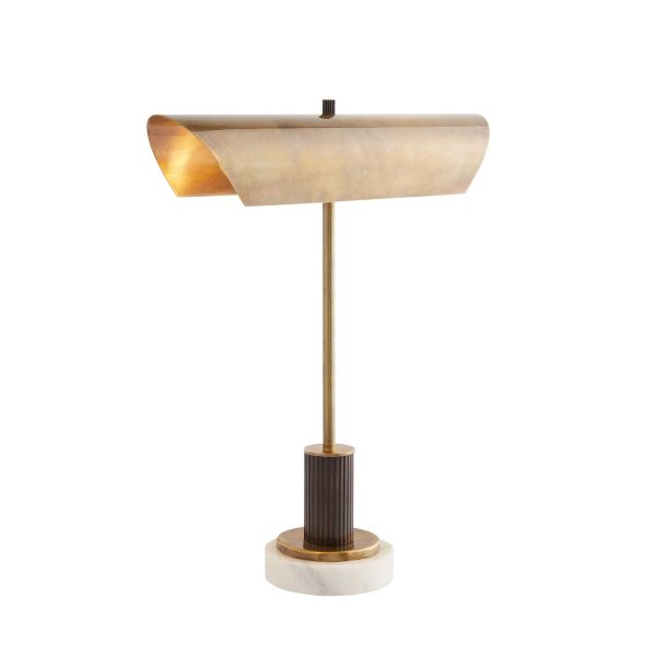 42039 - Lansing Lamp - Vintage Brass, White Marble, Bronze