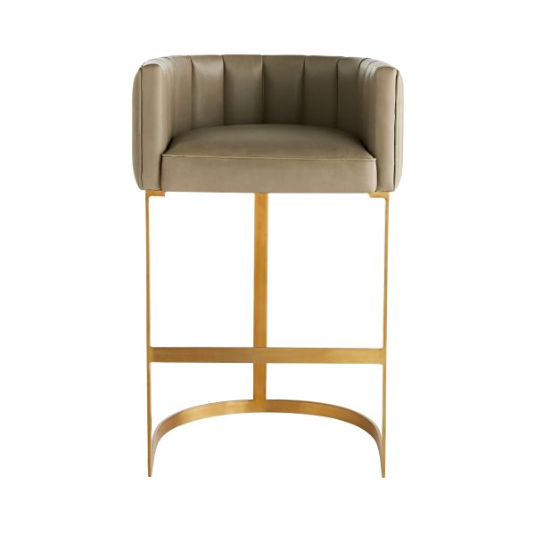 6883 - Tatum Bar Stool - Morel Leather, Antique Brass