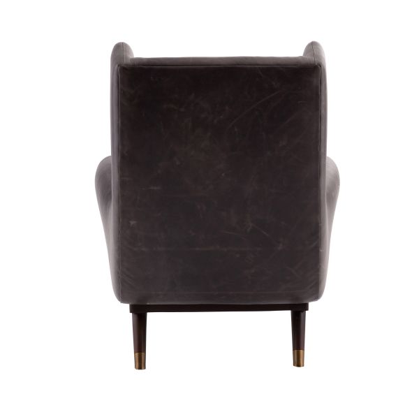 8107 - Ophelia Lounge Chair Graphite Leather Dark Walnut - Graphite Leather