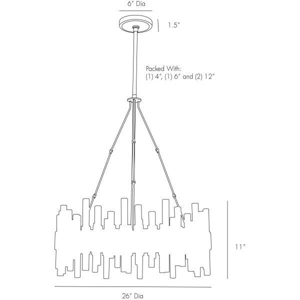 89094 - Haskell Small Chandelier - Antique Brass, Clear Acrylic