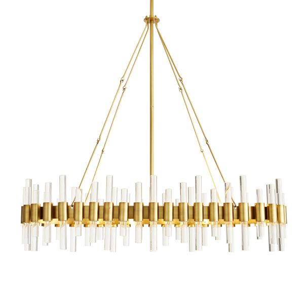 89130 - Haskell Oval Chandelier - Antique Brass, Clear Acrylic