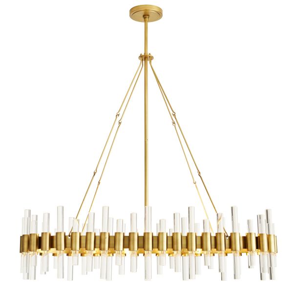 89130 - Haskell Oval Chandelier - Antique Brass, Clear Acrylic