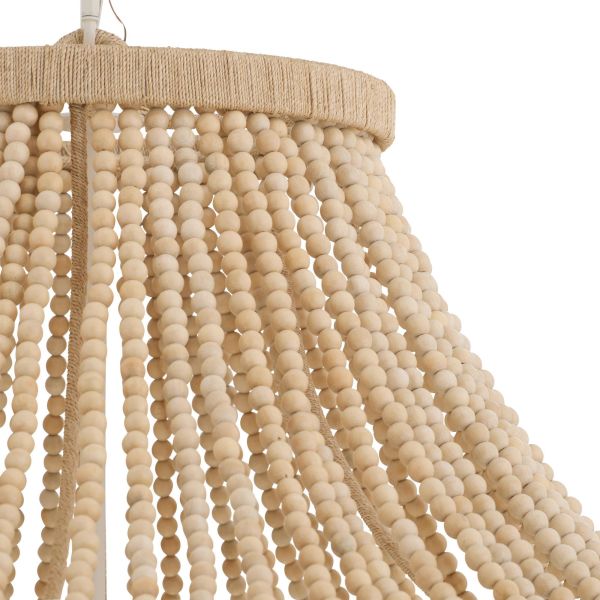 89335 - Tulane Chandelier - Natural Wood and Abaca, White