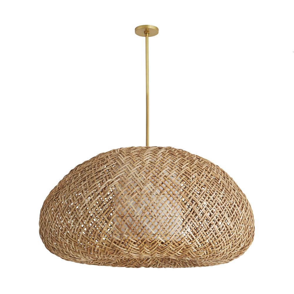 45628 - Ingrid Pendant - Natural Rattan, White Linen