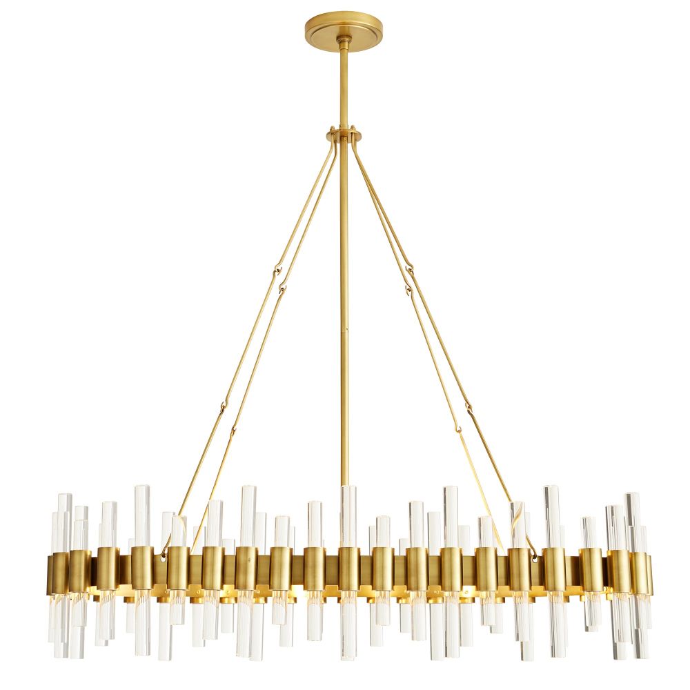 89130 - Haskell Oval Chandelier - Antique Brass, Clear Acrylic