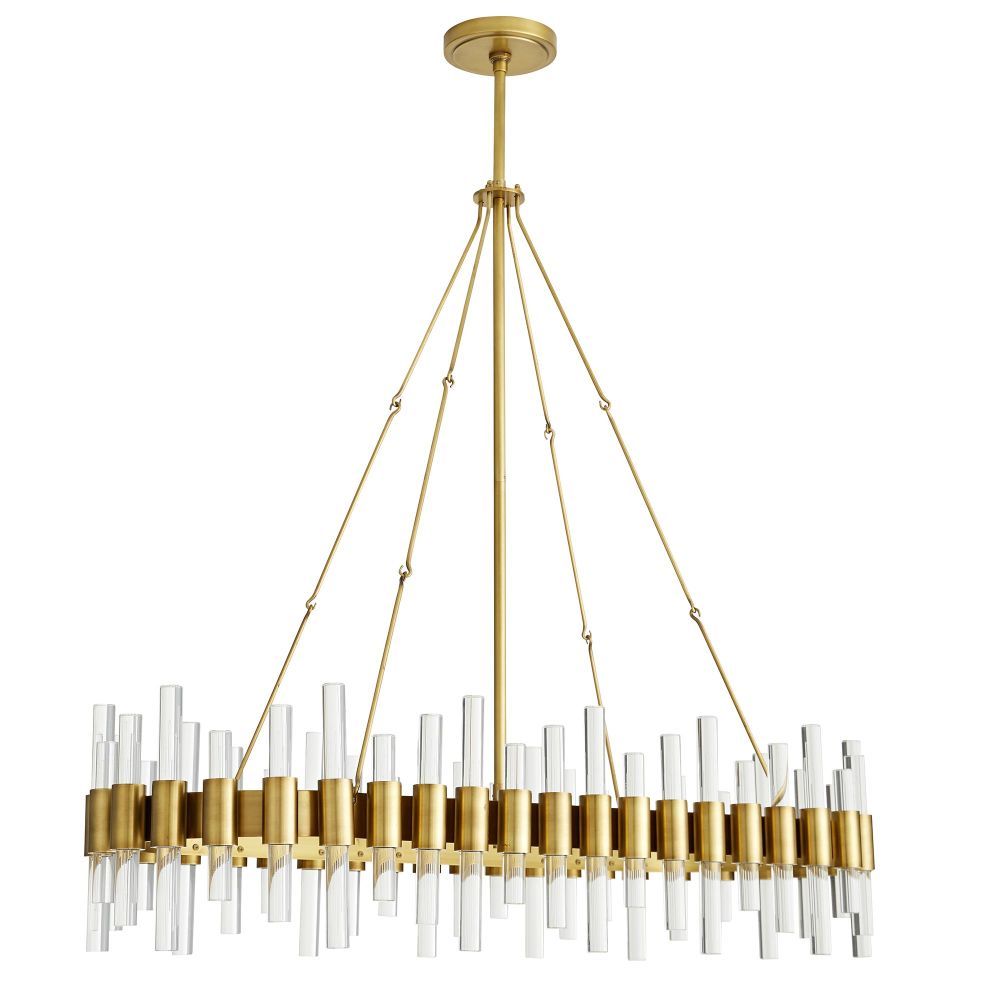 89130 - Haskell Oval Chandelier - Antique Brass, Clear Acrylic