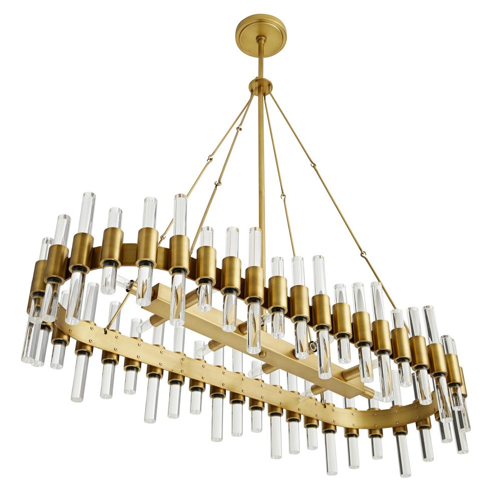 89130 - Haskell Oval Chandelier - Antique Brass, Clear Acrylic