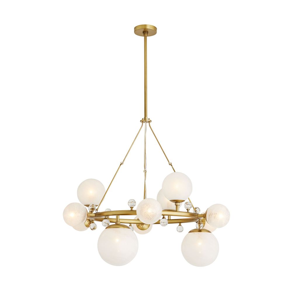 89447 - Troon Round Chandelier - Antique Brass, Opal Swirl Glass