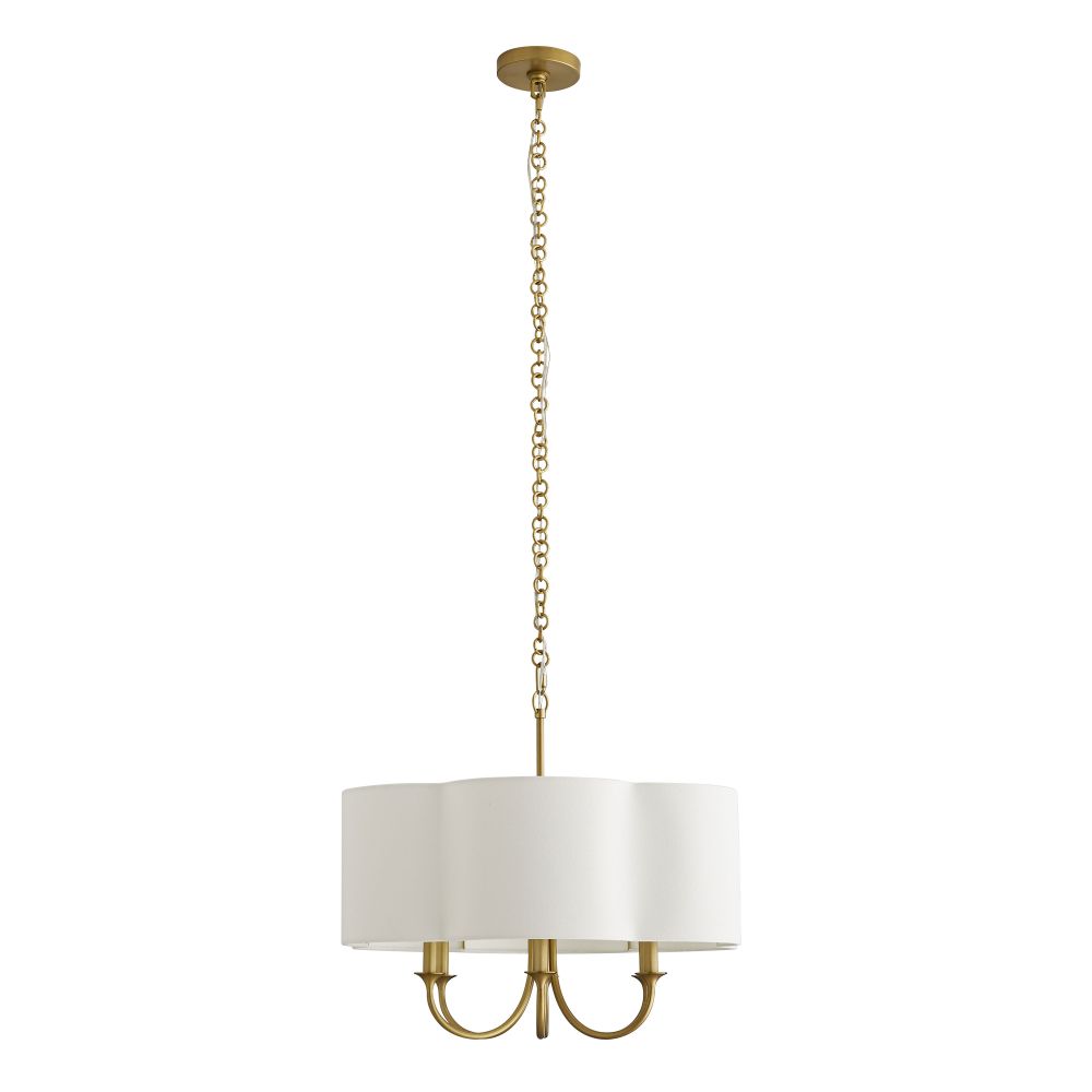 89562 - Rittenhouse Small Chandelier - Antique Brass, Off-White Linen