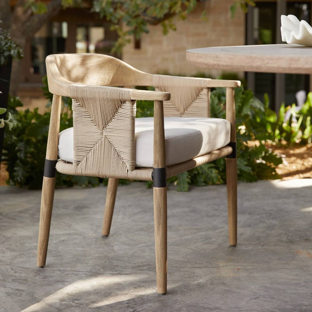 FRS16 - Estes Outdoor Dining Chair - Pearl Outdoor Performance Bouclé