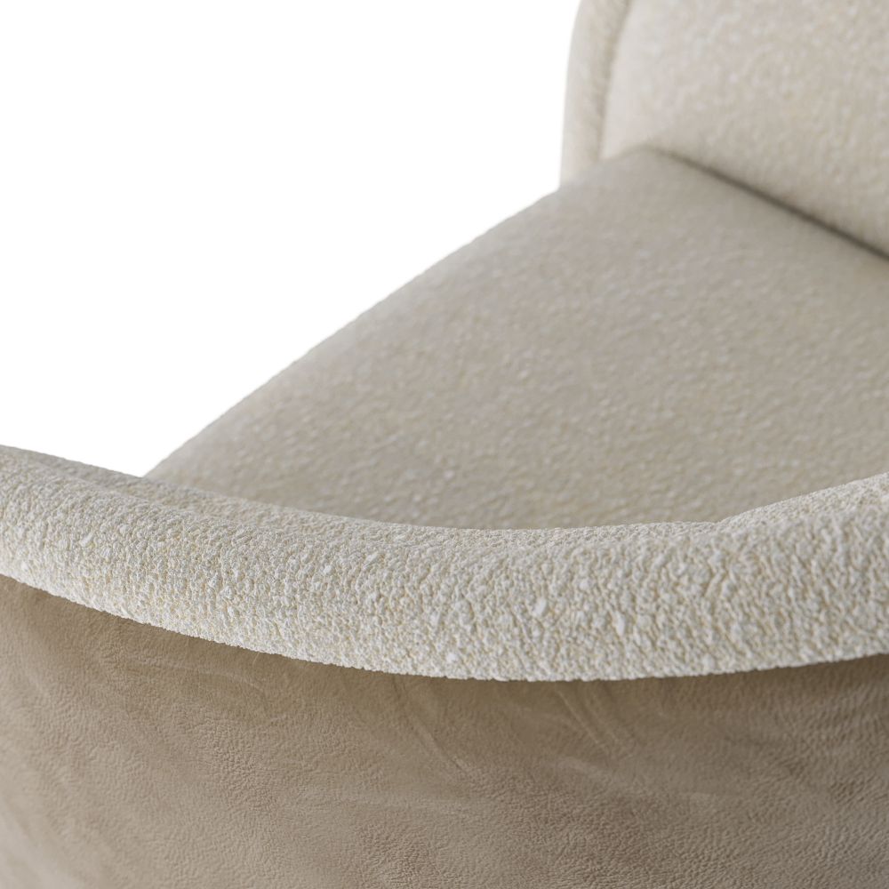 FRU05 - Aljona Swivel Chair Cream Sherpa Oyster Leather - Cream Sherpa