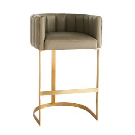 6883 - Tatum Bar Stool - Morel Leather, Antique Brass